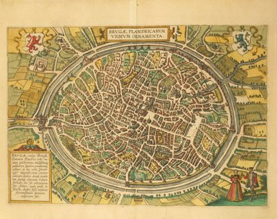 Mappa di Bruges da Civitates Orbis Terrarum da Georg Braun and Hogenberg Franz