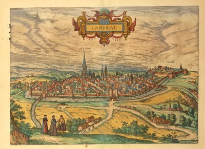 Mappa di Cambrai da Civitates Orbis Terrarum da Georg Braun and Hogenberg Franz