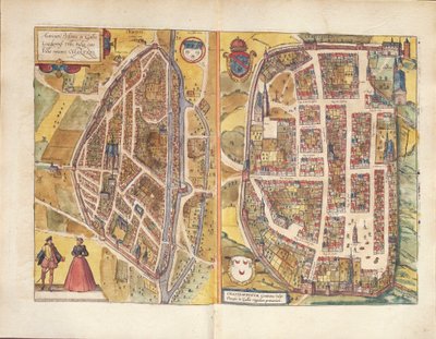 Mappa di Chateaudun e Chartres, Francia, da Civitates Orbis Terrarum di Georg Braun da Georg Braun and Hogenberg Franz