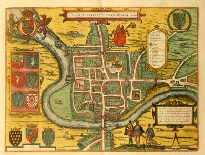Mappa di Chester da Civitates Orbis Terrarum di Georg Braun da Georg Braun and Hogenberg Franz
