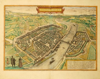 Mappa di Francoforte dal Civitates Orbis Terrarum di Georg Braun da Georg Braun and Hogenberg Franz