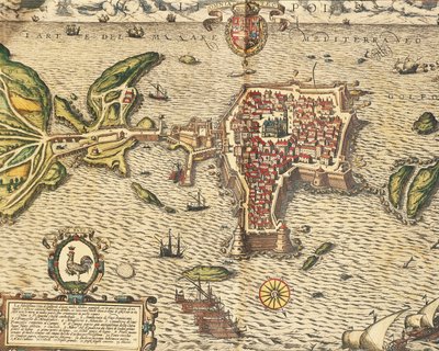 Mappa di Gallipoli da Civitates Orbis Terrarum da Georg Braun and Hogenberg Franz