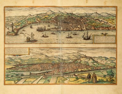Mappa di Genova e Firenze dal Civitates Orbis Terrarum di Georg Braun da Georg Braun and Hogenberg Franz
