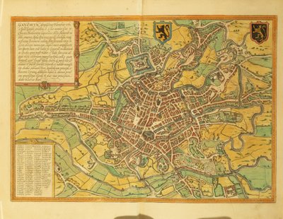 Mappa di Gand da Civitates Orbis Terrarum da Georg Braun and Hogenberg Franz