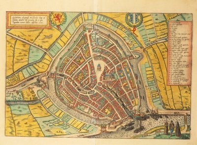Mappa di Gouda da Civitates Orbis Terrarum da Georg Braun and Hogenberg Franz