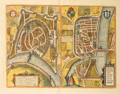 Mappa di Grenoble e Le Mans dal Civitates Orbis Terrarum di Georg Braun da Georg Braun and Hogenberg Franz