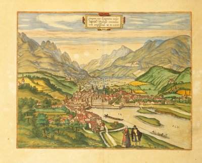 Mappa di Innsbruck da Civitates Orbis Terrarum di Georg Braun da Georg Braun and Hogenberg Franz