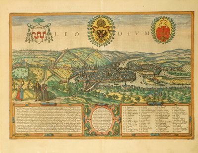 Mappa di Liegi dal Civitates Orbis Terrarum di Georg Braun da Georg Braun and Hogenberg Franz