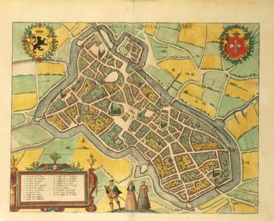 Mappa di Lille da Civitates Orbis Terrarum di Georg Braun da Georg Braun and Hogenberg Franz