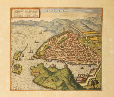 Mappa di Marsiglia da Civitates Orbis Terrarum da Georg Braun and Hogenberg Franz