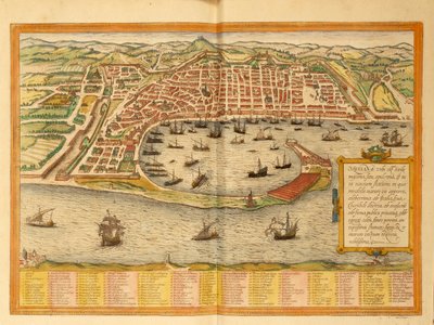 Mappa di Messina dal Civitates Orbis Terrarum di Georg Braun da Georg Braun and Hogenberg Franz