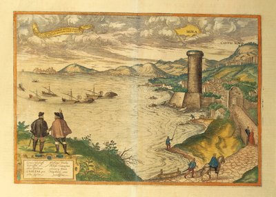 Mappa di Mola di Bari, regione Puglia da Civitates Orbis Terrarum da Georg Braun and Hogenberg Franz