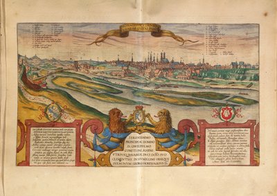 Mappa di Monaco, Germania, da Civitates Orbis Terrarum di Georg Braun da Georg Braun and Hogenberg Franz