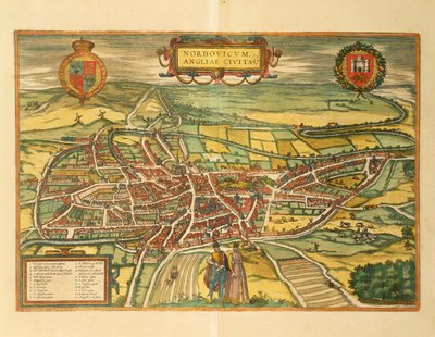 Mappa di Norwich da Civitates Orbis Terrarum di Georg Braun da Georg Braun and Hogenberg Franz