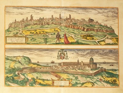 Mappa di Orvieto e Loreto, regioni Umbria e Marche dal Civitates Orbis Terrarum di Georg Braun da Georg Braun and Hogenberg Franz