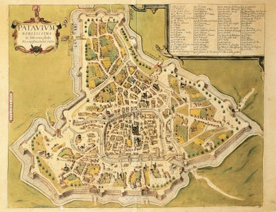 Mappa di Padova da Civitates Orbis Terrarum di Georg Braun da Georg Braun and Hogenberg Franz