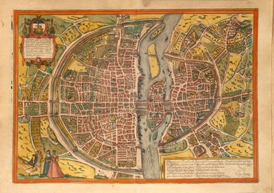 Mappa di Parigi dal Civitates Orbis Terrarum di Georg Braun da Georg Braun and Hogenberg Franz