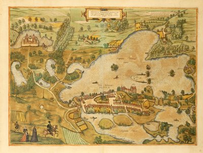 Mappa di Plön da Civitates Orbis Terrarum da Georg Braun and Hogenberg Franz