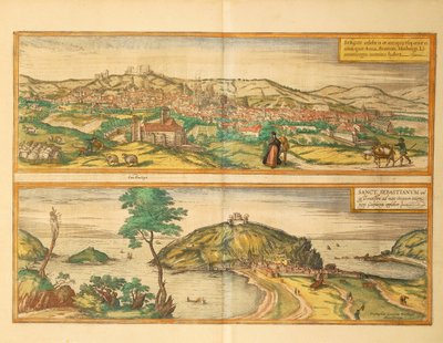 Mappa di San Sebastian e Burgos da Civitates Orbis Terrarum da Georg Braun and Hogenberg Franz