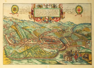 Mappa di Serravalle Scrivia, regione Piemonte dal Civitates Orbis Terrarum di Georg Braun da Georg Braun and Hogenberg Franz