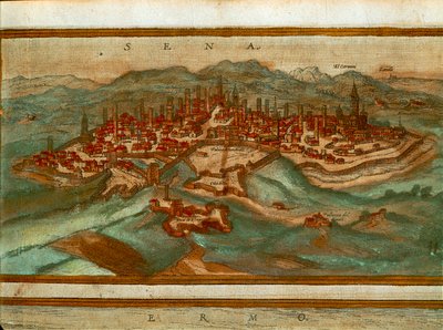Mappa di Siena da Civitates Orbis Terrarum da Georg Braun and Hogenberg Franz