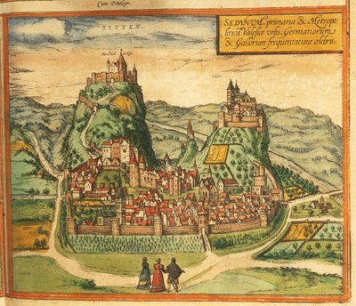 Mappa di Sion da Civitates Orbis Terrarum da Georg Braun and Hogenberg Franz