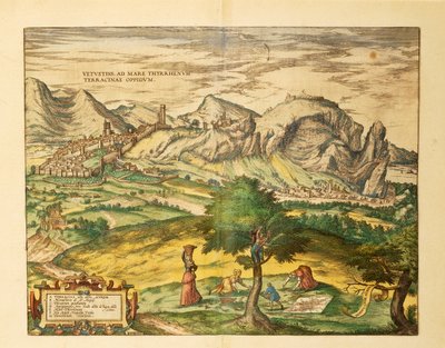 Mappa di Terracina, regione Lazio dal Civitates Orbis Terrarum di Georg Braun da Georg Braun and Hogenberg Franz