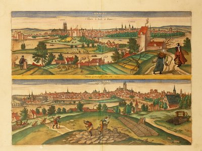 Mappa di Tours e Angers da Civitates Orbis Terrarum da Georg Braun and Hogenberg Franz