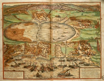 Mappa di Tunisi, Tunisia, dal Civitates Orbis Terrarum di Georg Braun e Franz Hogenberg, incisione da Georg Braun and Hogenberg Franz