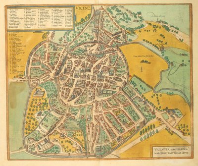 Mappa di Vicenza da Civitates Orbis Terrarum di Georg Braun da Georg Braun and Hogenberg Franz