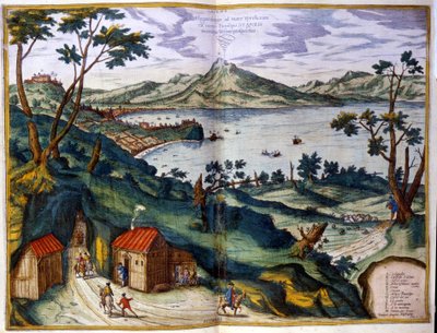 Napoli, Posillipo e Vesuvio. Braun & Hogenberg, Amsterdam 1600. da Georg Braun and Hogenberg Franz