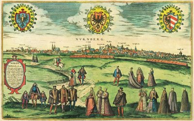 Nurnberg, Norimberga, Germania da Georg and Hogenberg Franz (1535 90) Braun