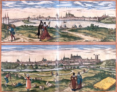 Orléans, Bourges, Francia da Georg and Hogenberg Franz (1535 90) Braun