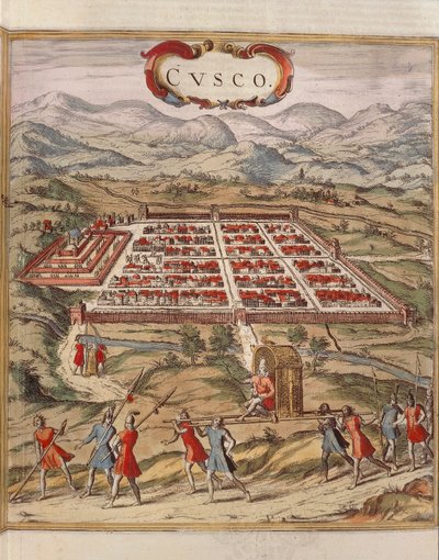 Perù, città di Cuzco, incisione di Georg Braun da Georg Braun and Hogenberg Franz