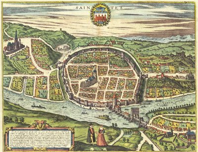 Saintes, Francia da Georg and Hogenberg Franz (1535 90) Braun