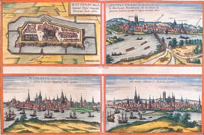 Wittenberg, Francoforte, Wismar, Rostock, Germania da Georg and Hogenberg Franz (1535 90) Braun
