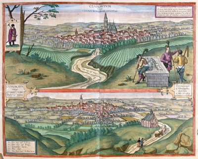 Caslav (Boemia) e Chomutov, Repubblica Ceca (incisione) da Georg Braun and Hogenberg Franz