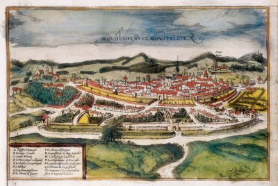 Piano della città di Montpellier da Georg Braun and Hogenberg Franz