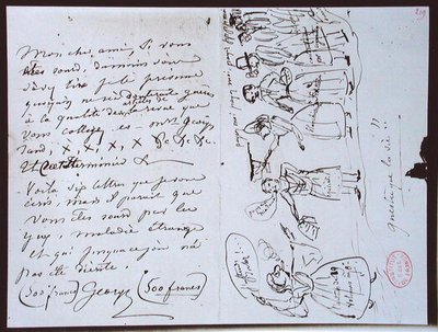 Lettera di George Sand (1804-76) a Francois Buloz, Editore della 