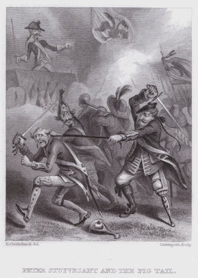 Peter Stuyvesant e il codino da George (after) Cruikshank