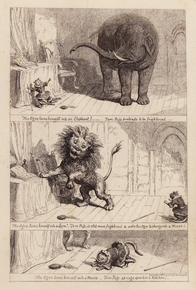 Il gatto con gli stivali (incisione) da George (after) Cruikshank