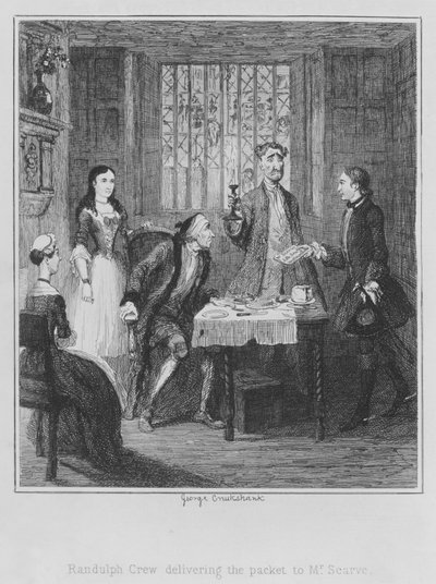 Randulph Crew consegna il pacchetto al signor Scarve (incisione) da George (after) Cruikshank