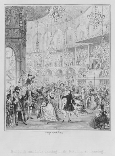 Randulph e Hilda che ballano nella Rotonda di Ranelagh (incisione) da George (after) Cruikshank