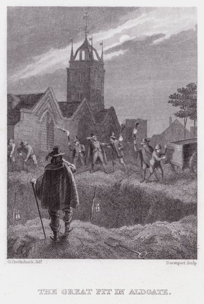 La Grande Fossa ad Aldgate (incisione) da George (after) Cruikshank
