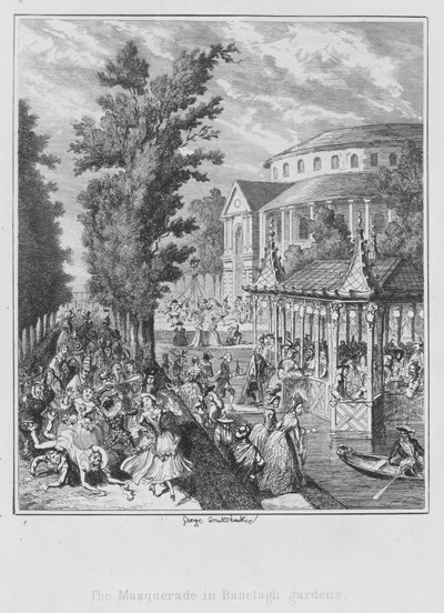 Il ballo in maschera nei giardini di Ranelagh (incisione) da George (after) Cruikshank