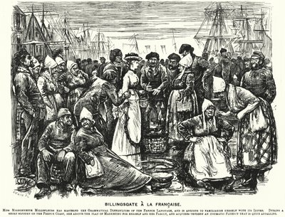 Cartone animato di Punch: Billingsgate alla Francese (incisione) da George (after) Du Maurier
