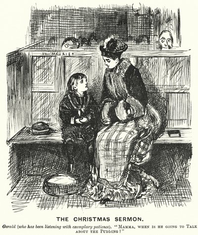 Cartone di Punch: Il sermone di Natale da George (after) Du Maurier