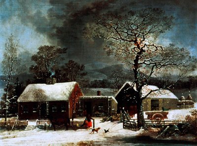 Scena invernale a New Haven, c.1858 da George (after) Durrie