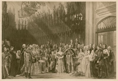 Battesimo del Principe di Galles, il futuro Re Edoardo VII, Cappella di San Giorgio, Castello di Windsor, 24 gennaio 1842 da George (after) Hayter