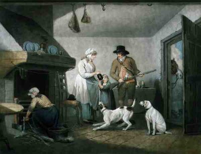 Innocenza allarmata, inciso da R. Smith, pub. H. Macklin da George (after) Morland